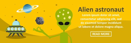 Alien astronaut banner horizontal concept. Flat illustration of alien astronaut banner horizontal vector concept for webのイラスト素材