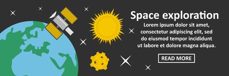 Space exploration banner horizontal concept. Flat illustration of space exploration banner horizontal vector concept for webのイラスト素材