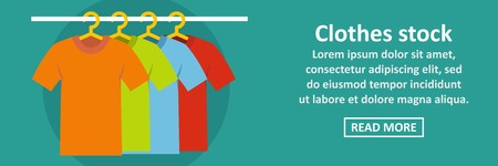 Clothes stock banner horizontal concept. Flat illustration of clothes stock banner horizontal vector concept for webのイラスト素材