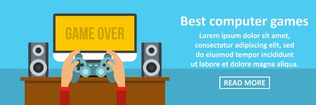 Best computer games banner horizontal conceptのイラスト素材