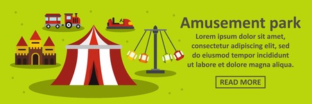 Amusement park banner horizontal concept. Flat illustration of amusement park banner horizontal vector concept for webのイラスト素材