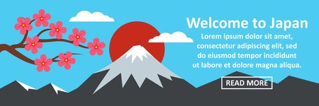 Welcome to Japan banner horizontal concept. Flat illustration of welcome to Japan banner horizontal vector concept for webのイラスト素材