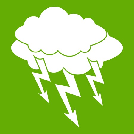 Lightning bolt icon white isolated on green background. Vector illustrationのイラスト素材