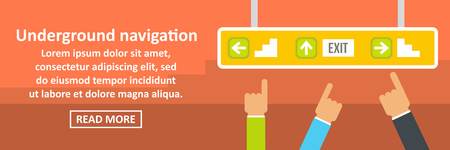 Underground navigation banner horizontal concept. Flat illustration of underground navigation banner horizontal vector concept for webのイラスト素材