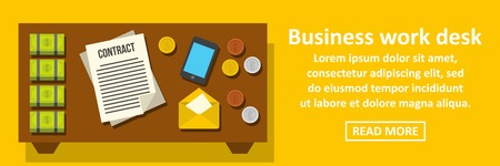 Business work desk banner horizontal conceptのイラスト素材
