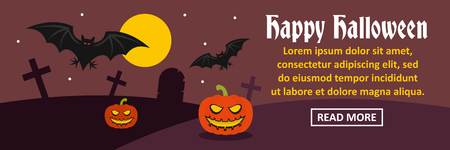 Happy Halloween banner horizontal concept. Flat illustration of happy Halloween banner horizontal vector concept for webのイラスト素材