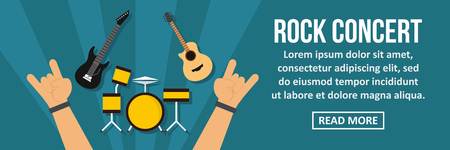 Rock concert banner horizontal concept. Flat illustration of rock concert banner horizontal vector concept for webのイラスト素材