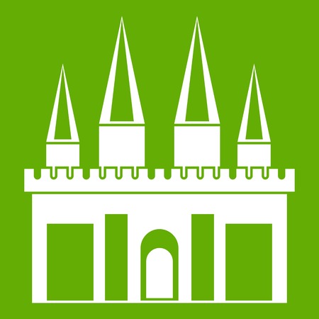 Kingdom palace icon white isolated on green background. Vector illustrationのイラスト素材