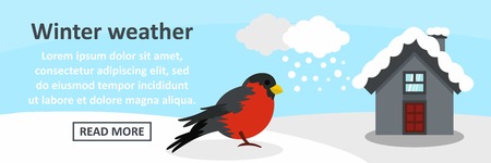 Winter weather banner horizontal concept. Flat illustration of winter weather banner horizontal vector concept for webのイラスト素材