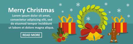Merry Christmas banner horizontal concept. Flat illustration of Merry Christmas banner horizontal vector concept for webのイラスト素材