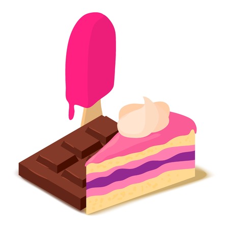 Sweet icon, cartoon isometric 3d styleのイラスト素材