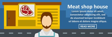 Meat shop house banner horizontal conceptのイラスト素材