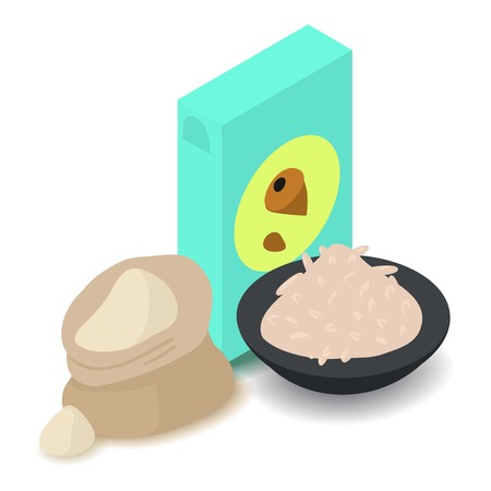 Nut flour icon, cartoon isometric 3d styleのイラスト素材