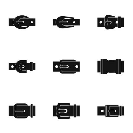 Fashion belt buckle icon set. Simple set of 9 fashion belt buckle vector icons for web isolated on white backgroundのイラスト素材