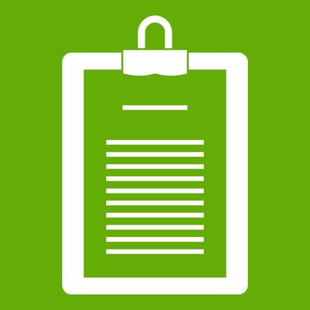 Clipboard with checklist icon white isolated on green background. Vector illustrationのイラスト素材