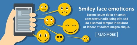 Smiley face emoticons banner horizontal conceptのイラスト素材