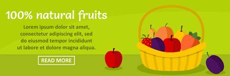 100 percent natural fruits banner horizontal conceptのイラスト素材