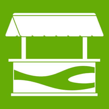 Market stall with awning icon greenのイラスト素材
