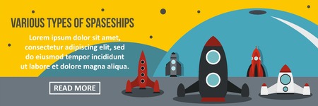 Various types of spaceship banner horizontal conceptのイラスト素材