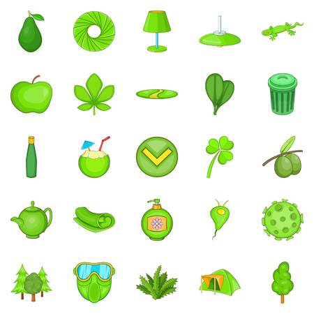 Power of nature icons set, cartoon styleのイラスト素材