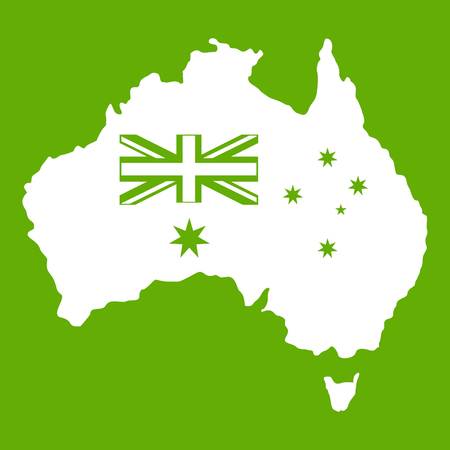 Australia icon white isolated on green background. Vector illustrationのイラスト素材