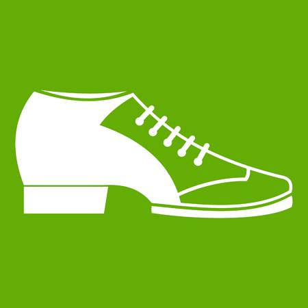 Tango shoe icon white isolated on green background. Vector illustrationのイラスト素材