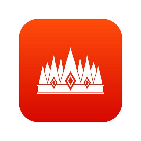 Crown icon digital red vector illustration.のイラスト素材