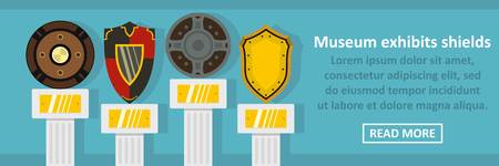 Museum exhibits shields banner horizontal conceptのイラスト素材