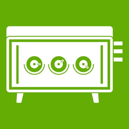 CD changer icon white isolated on green background. Vector illustrationのイラスト素材