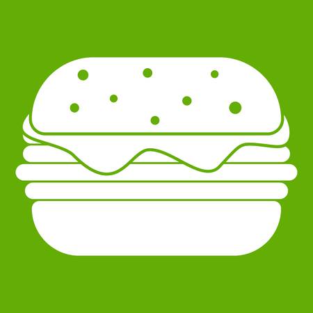 Hamburger icon white isolated on green background. Vector illustrationのイラスト素材