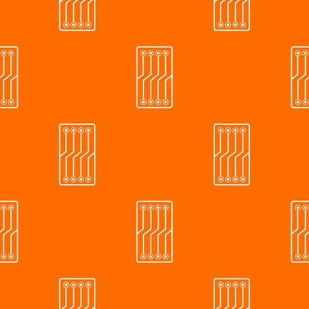Circuit board pattern repeat seamless in orange color for any design. Vector geometric illustrationのイラスト素材