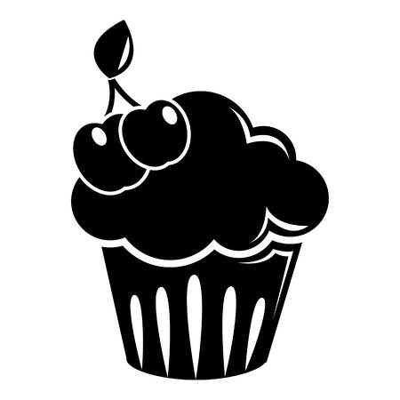 Cherry cupcake icon, simple black styleのイラスト素材