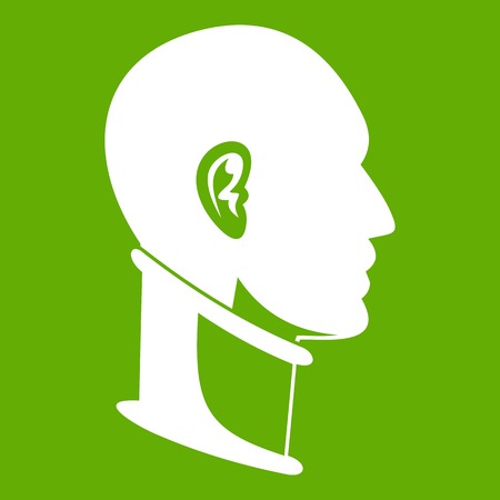 Cervical collar icon white isolated on green background. Vector illustrationのイラスト素材