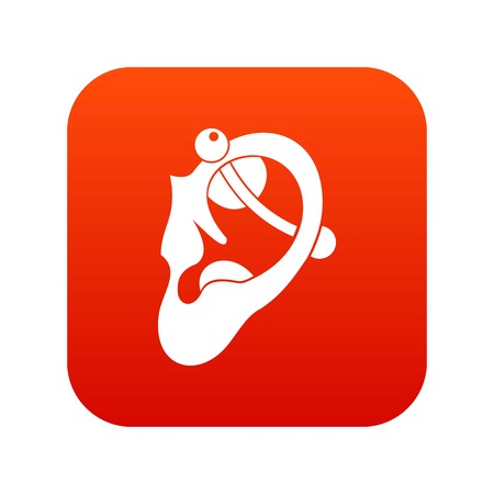 Human ear with piercing icon digital red for any design isolated on white vector illustrationのイラスト素材