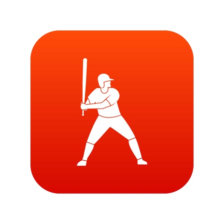 Baseball player with bat icon digital redのイラスト素材