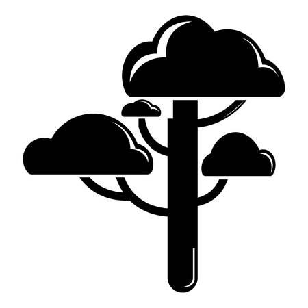 Cloud tree icon, simple black styleのイラスト素材