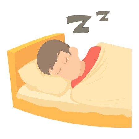 Boy sleeping icon. Cartoon illustration of boy sleeping vector icon for webのイラスト素材