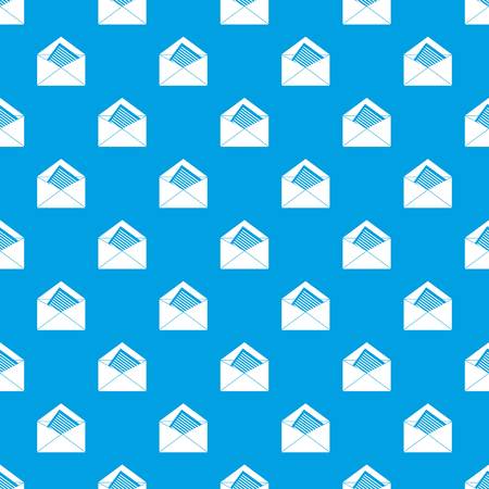 Open envelope with sheet of paper pattern repeat seamless in blue color for any design. Vector geometric illustrationのイラスト素材