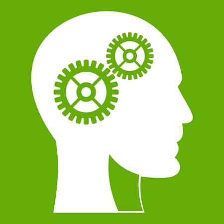 Gears in human head icon greenのイラスト素材