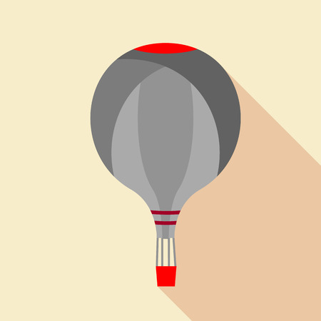 Grey hot air balloon icon, flat styleのイラスト素材