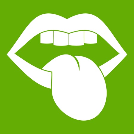 Rock emblem icon white isolated on green background. Vector illustrationのイラスト素材