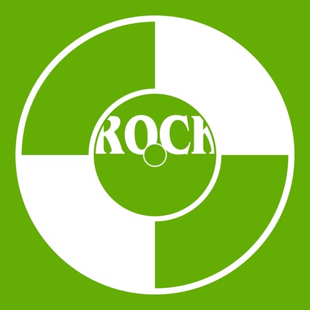 Vinyl icon white isolated on green background. Vector illustrationのイラスト素材
