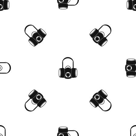 Respirator pattern repeat seamless in black color for any design. Vector geometric illustrationのイラスト素材