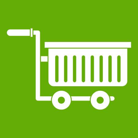 Large plastic supermarket cart icon greenのイラスト素材