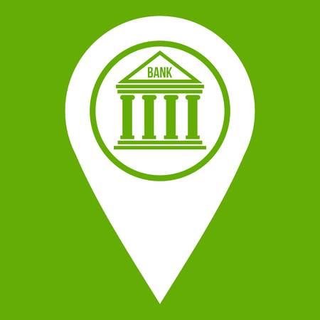 Map pin icon white isolated on green background. Vector illustrationのイラスト素材
