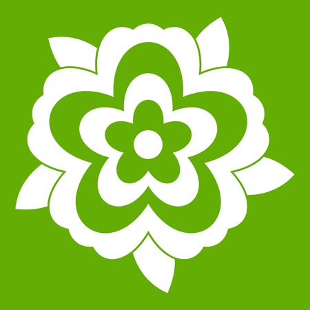 Flower icon white isolated on green background. Vector illustrationのイラスト素材