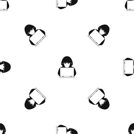 Computer hacker with laptop patternのイラスト素材