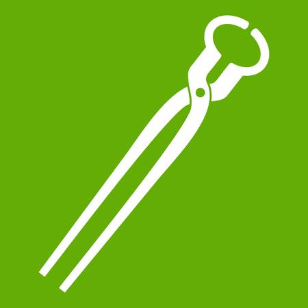 Vintage blacksmith pincers icon white isolated on green background. Vector illustrationのイラスト素材