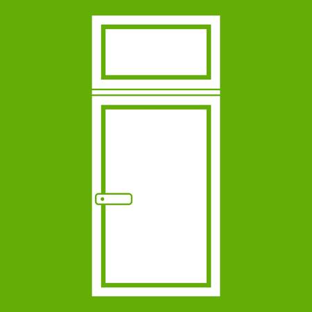 Wooden window icon white isolated on green background. Vector illustrationのイラスト素材