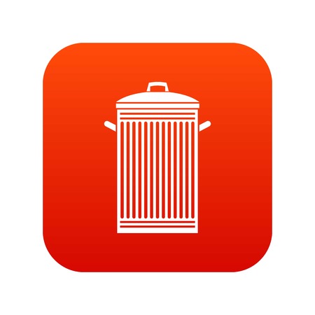 Trash can icon digital red vector illustration.のイラスト素材